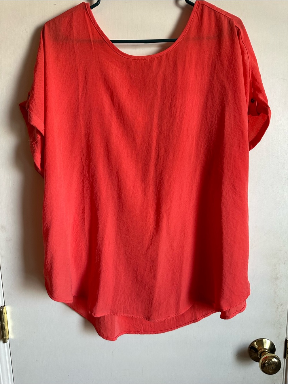 Women’s Relaxed Coral Short-Sleeve Blouse